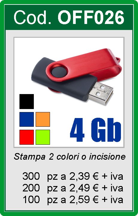 Memoria 4 Gb Usb  (+0,40€ SIAE)